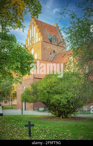 SOLVESBORG, SUÈDE - 13 OCTOBRE 2018 : église Saint Nicolai dans la ville. Banque D'Images