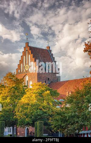 SOLVESBORG, SUÈDE - 13 OCTOBRE 2018 : église Saint Nicolai dans la ville. Banque D'Images