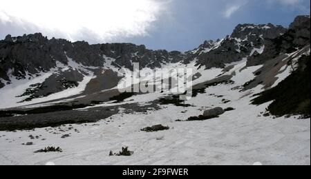 Randonnée dans la neige, Puchberg am Schneeberg Autriche Banque D'Images