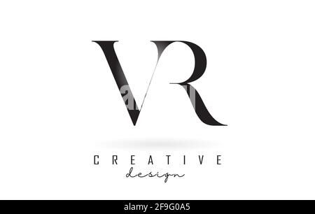 VR lettre design logo logotype concept avec police serif et style élégant.Icône d'illustration vectorielle avec les lettres V et R. Illustration de Vecteur