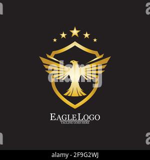 Golden Eagle avec logo Shield Illustration de Vecteur