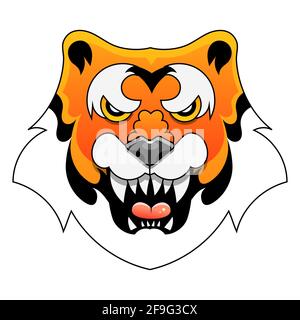 Motif tigre en colère signe vectoriel pour l'impression, en bandes dessinées, mode Illustration de Vecteur