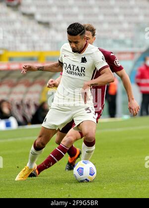 Turin, Italie. 18 avril 2021. Bruno Peres (COMME Roma) pendant le FC de Turin vs COMME Roma, football italien série A match à Turin, Italie, avril 18 2021 crédit: Agence de photo indépendante / Alamy Live News Banque D'Images