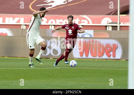 Turin, Italie. 18 avril 2021. Cristian Ansaldi (Torino FC) pendant Torino FC vs AS Roma, football italien série A match à Turin, Italie, avril 18 2021 crédit: Independent photo Agency/Alay Live News Banque D'Images