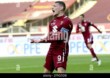 Turin, Italie. 18 avril 2021. Andrea Belotti (Torino FC) pendant le Torino FC vs AS Roma, football italien série A match à Turin, Italie, avril 18 2021 crédit: Agence de photo indépendante/Alamy Live News Banque D'Images