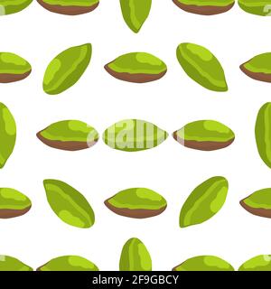Illustration sur le thème grand modèle types identiques pistachio, noix de taille égale. Motif pistache composé de noix fraîches pour un imprimé coloré sur papier peint. Illustration de Vecteur