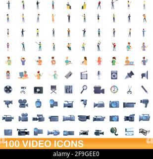 100 icônes vidéo définies. Illustration de 100 icônes vidéo ensemble vectoriel isolé sur fond blanc Illustration de Vecteur