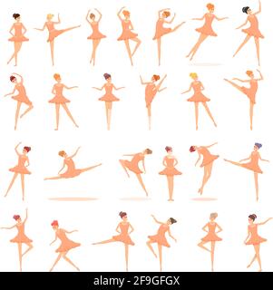 Jeu d'icônes d'école de ballet. Ensemble de dessins animés d'icônes vectorielles d'école de ballet pour la conception de sites Web Illustration de Vecteur