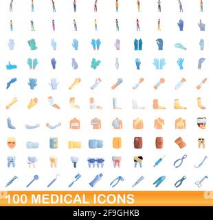 100 medical icons set. Cartoon illustration de 100 icônes vector set médical isolé sur fond blanc Illustration de Vecteur