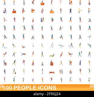 100 personnes icons set. Cartoon illustration de 100 personnes icônes vector set isolé sur fond blanc Illustration de Vecteur