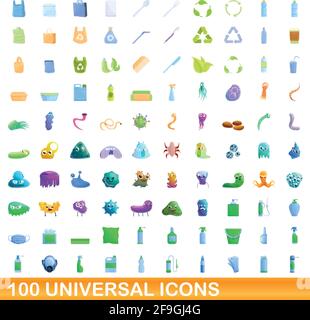 100 icônes universelles set. Cartoon illustration de 100 icônes universelles vector set isolé sur fond blanc Illustration de Vecteur