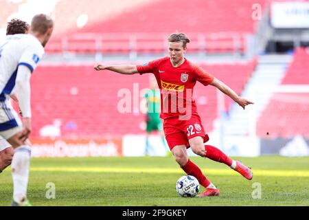 Copenhague, Danemark. 18 avril 2021. Andreas Schjelderup (32) du FC Nordsjaelland vu lors du match 3F Superliga entre le FC Copenhague et le FC Nordsjaelland à Parken à Copenhague. (Crédit photo : Gonzales photo/Alamy Live News Banque D'Images