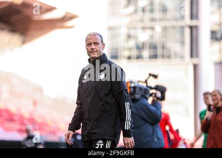 Copenhague, Danemark. 18 avril 2021. L'entraîneur-chef Jess Thorup du FC Copenhagen a vu après le match 3F Superliga entre le FC Copenhagen et le FC Nordsjaelland à Parken à Copenhague. (Crédit photo : Gonzales photo/Alamy Live News Banque D'Images