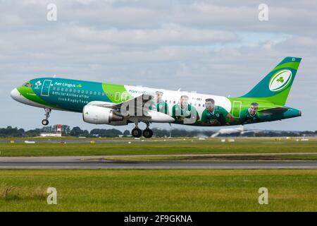 Dublin, Irland – 10. Août 2017 : AER Lingus Airbus A320 à l'aéroport de Dublin (DUB) à Irland. Airbus est un fabricant d'avions de Toulouse, France. Banque D'Images