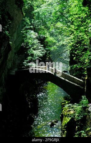 Pont d'arche en pierre, Gorges de l'Arése, Jura de Neuenburg, gorge d'Arése, près de la Saut de Brot, près de Neuchâtel, Suisse Banque D'Images