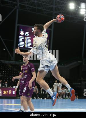 DYLAN TOSSIN de Dunkerque HGL pendant le championnat français, Lidl Starligue handball match entre HBC Nantes et Dunkerque HGL le 18 avril 2021 à H Arena à Nantes, France - photo Laurent Lairys / DPPI Banque D'Images