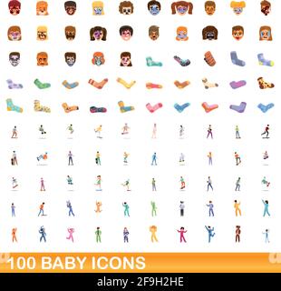 100 icônes bébé ensemble. Cartoon illustration de 100 icônes bébé vector set isolé sur fond blanc Illustration de Vecteur