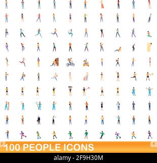 100 personnes icons set. Cartoon illustration de 100 personnes icônes vector set isolé sur fond blanc Illustration de Vecteur