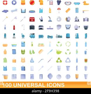 100 icônes universelles set. Cartoon illustration de 100 icônes universelles vector set isolé sur fond blanc Illustration de Vecteur