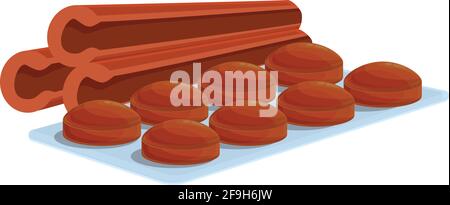 Icône en forme de gouttes de cannelle. Dessin animé de Cinnamon toux gouttes icône vecteur pour la conception de Web isolé sur fond blanc Illustration de Vecteur