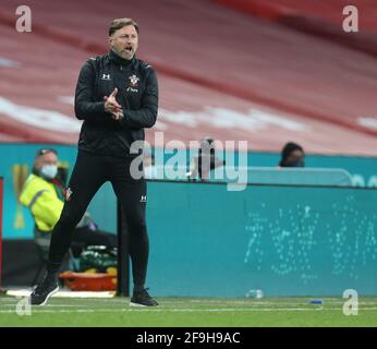 Londres, Royaume-Uni. 18 avril 2021. LONDRES, Royaume-Uni, AVRIL 18: Le directeur de Southampton Ralph Hasenhuttl pendant la demi-finale de la coupe Emirates FA entre Leicester City et Southampton au stade Wembley, Londres, le 18 avril 2021 crédit: Action Foto Sport/Alay Live News Banque D'Images