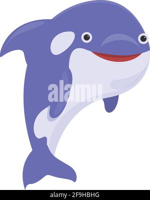 Icône représentant un orque à vagues. Dessin animé de l'icône de vecteur de baleine d'orque de vague pour la conception de Web isolée sur fond blanc Illustration de Vecteur