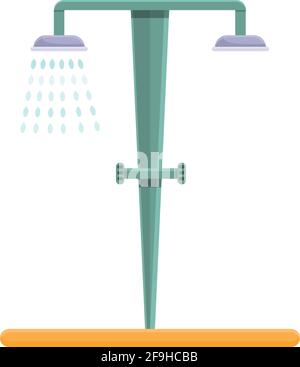 Icône de douche de parc aquatique. Dessin animé de l'icône de vecteur de douche de parc aquatique pour la conception de Web isolée sur fond blanc Illustration de Vecteur