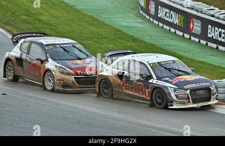 Timmy Hansen et Mattias Ekstrom au World RX in Barcelone-Catalogne Banque D'Images