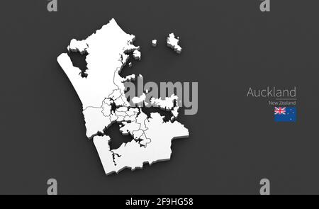 Plan de la ville d'Auckland. Série de cartes 3D des villes de la Nouvelle-zélande. Banque D'Images