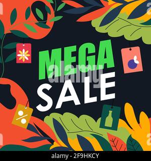 Méga réductions de vente et réduction de vecteur de prix Illustration de Vecteur