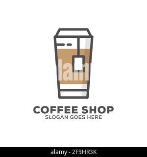 Tasse en papier café et thé logo inspiration, peut utilisé café ou café et le modèle de logo de bar Illustration de Vecteur