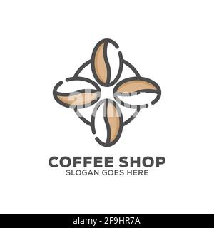 Motif vectoriel du logo du café en grains, modèle d'icône du logo de la ferme de café Illustration de Vecteur