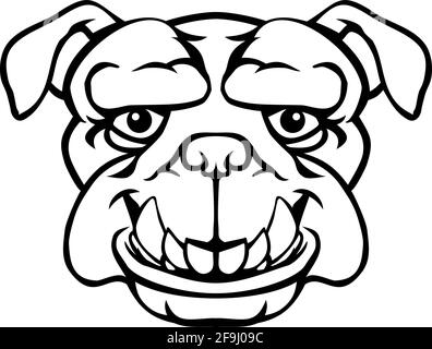 Mascotte Bulldog heureux mignon personnage Illustration de Vecteur