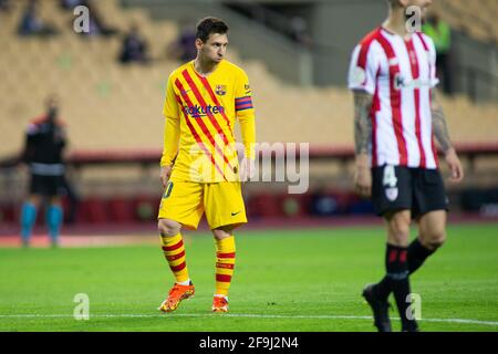 Lionel Messi de Barcelone pendant la coupe d'Espagne, Copa Del Rey, finale de football entre le Club Athlétique et le FC Barcelone le 17 avril 2021 à l'Estadio de la Cartuja à Séville, Espagne - photo Joaquin Corchero / Espagne DPPI / DPPI / LiveMedia Banque D'Images