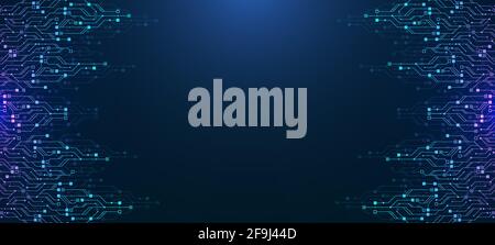 Conception d'arrière-plan de texture de carte de circuit imprimé de technologie moderne. Concepts de technologies informatiques quantiques, traitement de données de grande taille. Circuit bleu futuriste Illustration de Vecteur