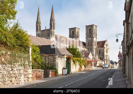 Laon, France - septembre 8 2020 : l'abbaye Saint-Martin de Laon a été fondée en 1124 par l'évêque de Laon, Barthélemy de Jur et Norbert de Xanten wh Banque D'Images