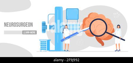 Vecteur de concept neurochirurgien pour la page d'accueil médicale. Neurologue traiter le cerveau. Neurologie, démence, métaphore de la maladie d'Alzheimer. Sclérose en plaques, héa mentale Illustration de Vecteur