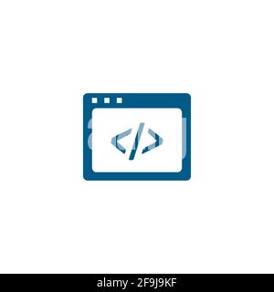 Code de page Web icône bleue sur fond blanc. Illustration du vecteur de style plat bleu Illustration de Vecteur