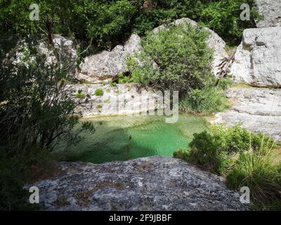 Petit lac à la réserve naturelle de Cavagrande del Cassibile, Sicile Banque D'Images