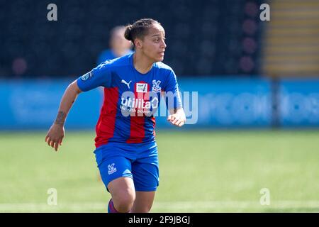 Bromley, Royaume-Uni. 18 avril 2021. Bianca Baptiste (11 Crystal Palace) pendant le match de la Vitality Womens FA Cup entre Crystal Palace et London Bees à Hayes Lane, Bromley, Angleterre. Crédit: SPP Sport presse photo. /Alamy Live News Banque D'Images