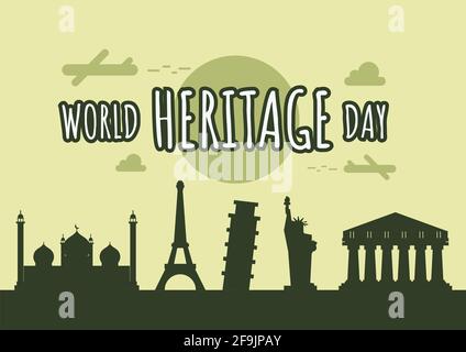 Affiche de la Journée du patrimoine mondial, bannière de la tournée mondiale, illustration vectorielle Illustration de Vecteur