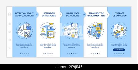 Modèle de scénario d'intégration d'abus de droits des travailleurs migrants Illustration de Vecteur