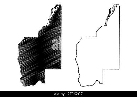 Grant County, État de Washington (comté des États-Unis, États-Unis d'Amérique, États-Unis, États-Unis, États-Unis) carte illustration vectorielle, scribble sketch carte Grant Illustration de Vecteur