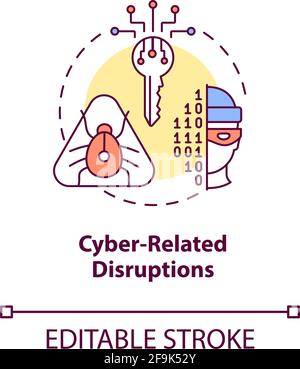 Icône de concept de cyber-perturbations Illustration de Vecteur