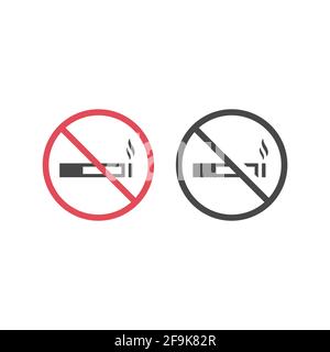 Pas de cigarettes rouge symbole de vecteur d'interdiction. Icône fumer interdit. Illustration de Vecteur