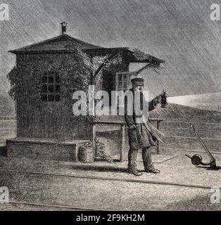 Railwayman, Switchman, 19e siècle Banque D'Images