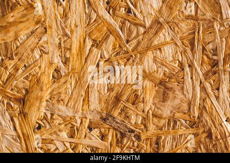 Texture d'arrière-plan. Surface du panneau de bois OSB. Vue de dessus, espace de copie Banque D'Images