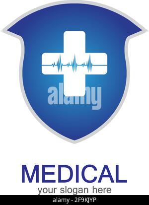 Icône de bouclier avec pharmacie médicale isolée sur fond blanc Illustration de Vecteur