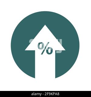 Icône de pourcentage en haut de la ligne. Pourcentage, flèche, réduction. Concept bancaire . Illustration de Vecteur