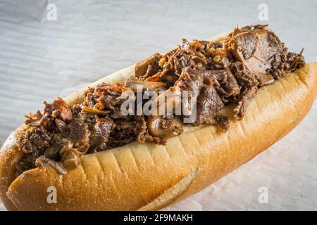 Sandwich au cheesesteak de Philadelphie Banque D'Images